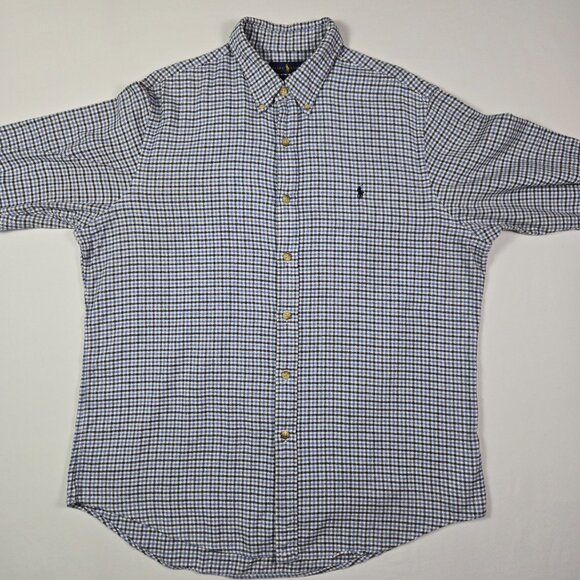 Ralph Lauren XL Classic Fit Blue Plaid Button Down Shirt Long Sleeve Preppy - Picture 3 of 16